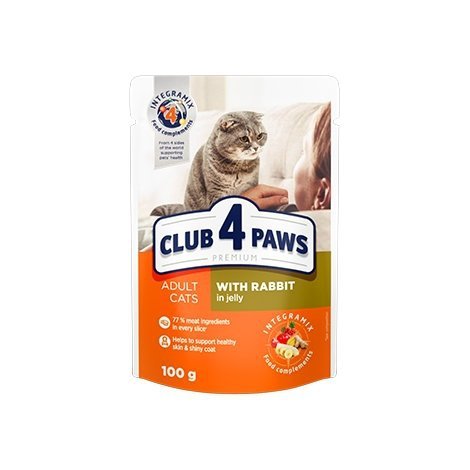 Club4Paws Królik w galaretce 100g saszetka Mokra karma dla Kotów