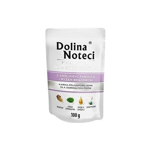 Dolina Noteci Premium Królik Fasola Ryż brązowy 100g saszetka dla psów małych ras