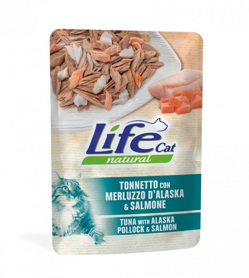 Life natural cat Tuńczyk, Dorsz, Łosoś 70g saszetka Mokra karma dla Kotów