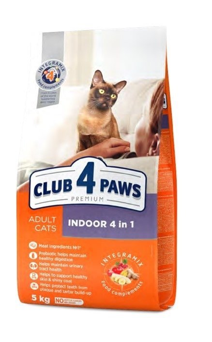 Club4Paws Indoor 4w1 14kg sucha karma dla kotów niewychodzących z domu