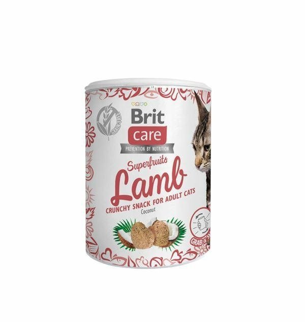  Brit Care Cat Snack Superfruits Lamb 100g chrupiący przysmak z Jagnięciną i Kokosem dla kotów 