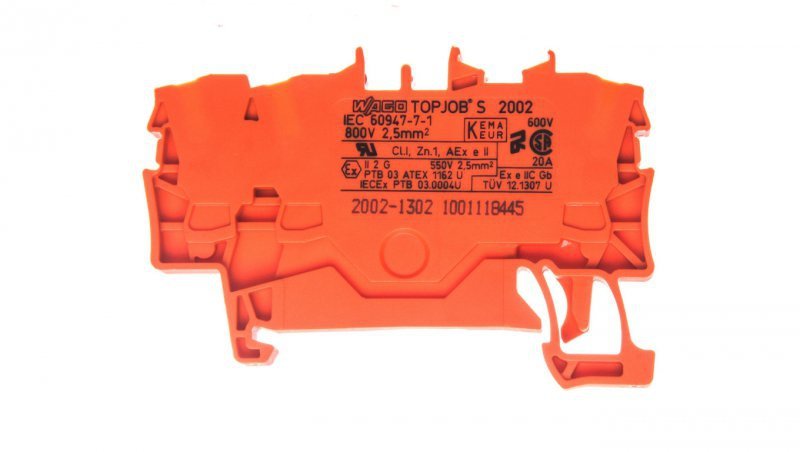 Złączka szynowa 3-przewodowa 2,5mm2 pomarańczowa 2002-1302 TOPJOBS