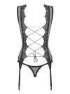 Czarny gorset Obsessive i stringi L/XL