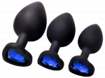LoveToyYou Zestaw Korków Analnych ANAL PLUG SML - DARK BLUE HEARTS