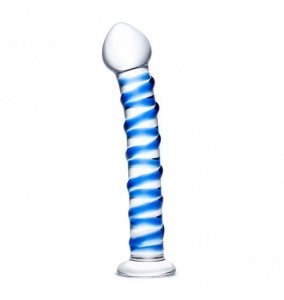 Glas - Dildo- Blue Spiral Glass 