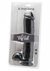 GET REAL Dildo-COCK 11 INCH W/ BALLS BLACK 28CM