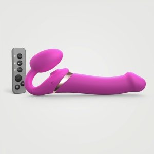 Multi Orgasm Bendable Strap-on FUCHSIA L