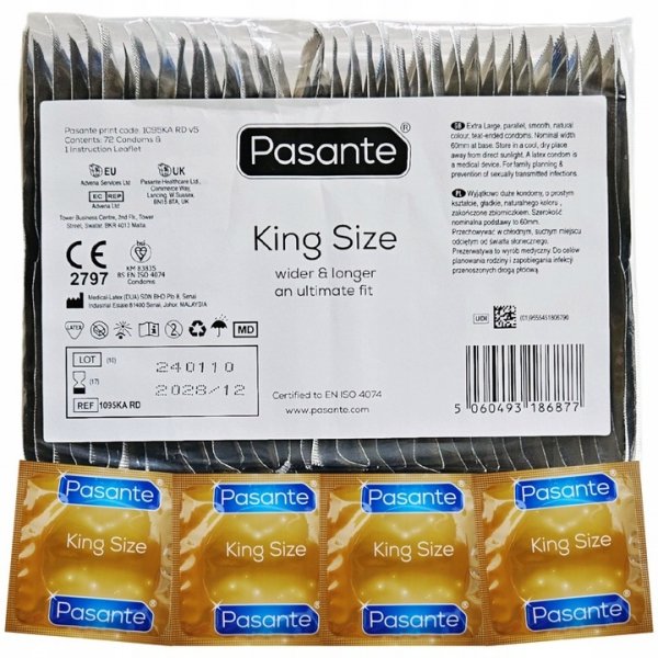 	Prezerwatywy Pasante KING SIZE  72 sztuki CAŁE OPAKOWANIE 