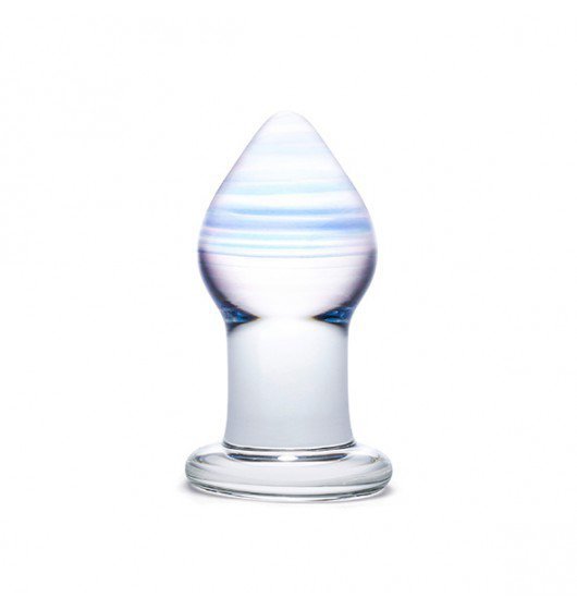 Glas - Korek analny-  Amethyst Rain Glass Butt Plug