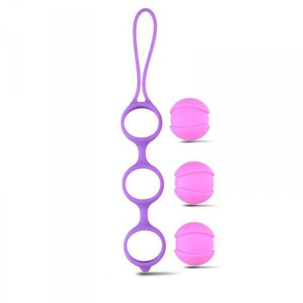 Kulki Gejszy Kegla Palline Vaginali Bi-Balls Triple Purple