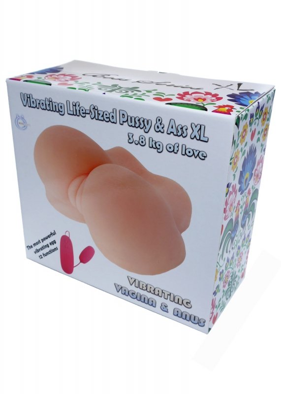 BossSeries Sztuczna Pupa z Wibracją-Vibrating Life-Sized Pussy &amp; Ass XL