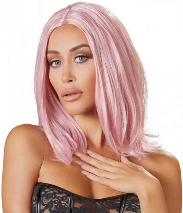 Cottelli Collection Peruka 30cm - Wig, bob, pink