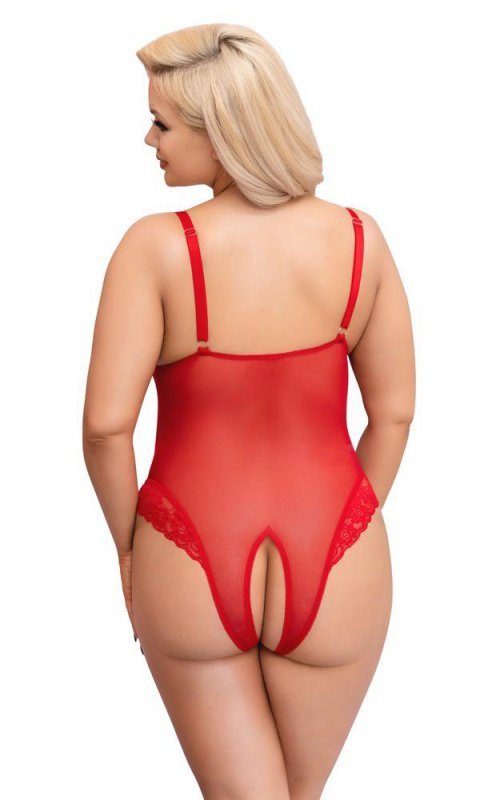 Cottelli Collection Kuszące Body - Crotchless Body red 4XL