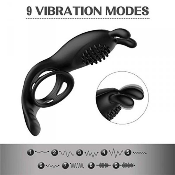 BossSeries RabbitVibrationCock Ringwith remote-Wibrujący Pierścien+Pilot