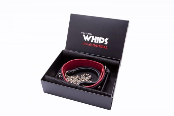WHIPS Obroża + Smycz - WHIPS obroża damska z ćwiekami i smyczą
