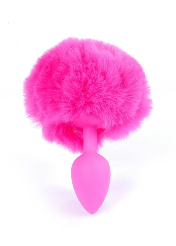 BossSeries Korek Analny-Jewellery Silikon PLUG - Bunny Tail - Pink
