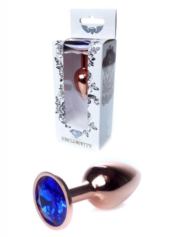 BossSeries Korek Analny-Jewellery Red Gold PLUG- Dark Blue