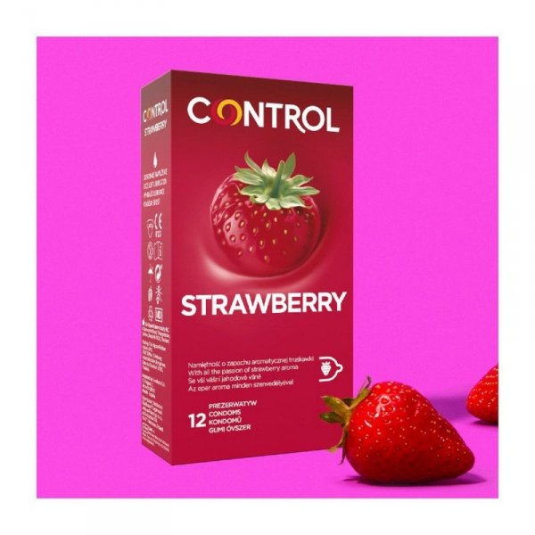 CONTROL Prezerwatywy Truskawkowe - Strawberry 12&quot;s