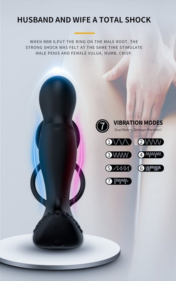FOX SHOW Masażer Prostaty PODGRZEWANY Silicone Massager 7 Function and Heating Function, Black