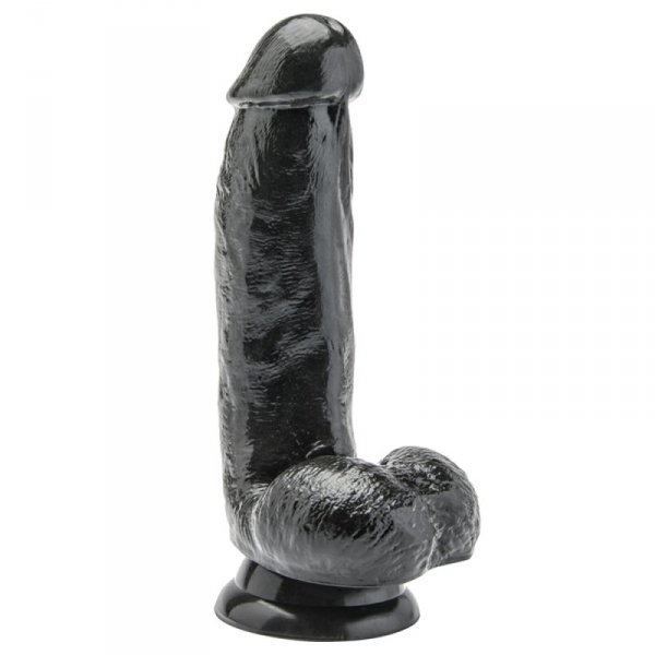 GET REAL Dildo-COCK 6 INCH W/ BALLS BLACK 18CM