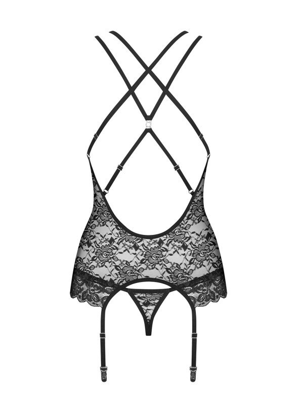 Obsessive 860-COR-1 gorset i stringi czarny S/M