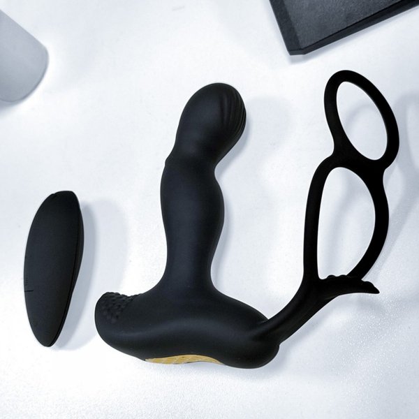 FOX SHOW Masażer Prostaty PODGRZEWANY Silicone Massager 7 Function and Heating Function, Black