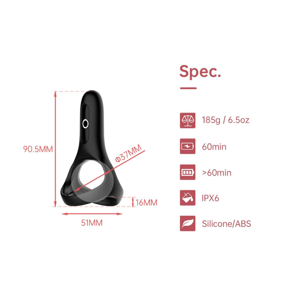 MAGIC MOTION Wibrujący Pierścień na APP - Rise Smart Wearable Cockring Black