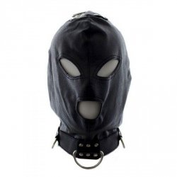 Maska-Bondage Hook Mask+Collar BLACK
