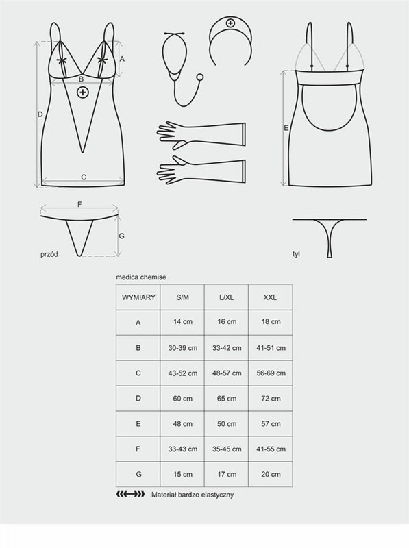 Medica sukienka kostium 5-części L/XL + stetosk