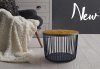 Beistelltisch Korbtisch mit Holzplatte Tisch 100L