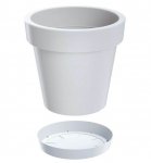 Blumentopf Blumenkübel Pflanzkübel Lofly 350mm weiß mit Untersetzer