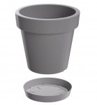 Blumentopf Blumenkübel Pflanzkübel Lofly 350mm grau mit Untersetzer