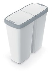 Duo Mülleimer Müllbehälter Abfalleimer Biomülleimer Papierkorb Doppeleimer 50L - Grau