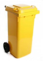 Mülltonne Müllbehälter Behälter  mit Deckel 2 Rad - 120L Gelb