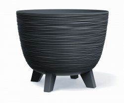 Blumentopf Pflanzschale Blumenkübel mit Füßen Pflanztopf Pflanzkübel Riffel - ⌀29cm Anthrazit