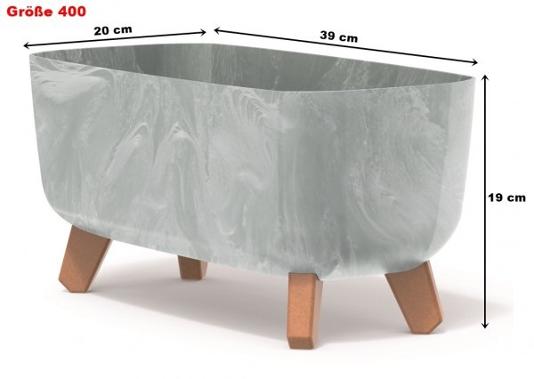 Blumentopf Blumenkübel mit Füßen Pflanzkübel Gracia Beton-Optik  - 400 Grau