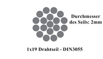 150m Stahlseil Drahtseil galvanisch verzinkt Seil Draht 2mm 1x19