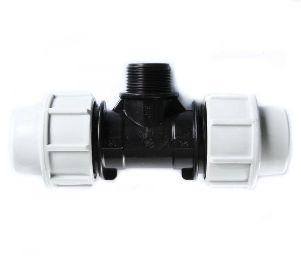 PE Rohr PP - T-Stück AG; Größe: 25mm x 3/4&quot;