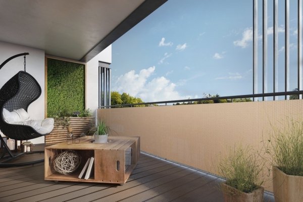 Sichtschutzmatte Balkonblende Balkonverkleidung Zaunblende Rattan - 90 cm Weiß