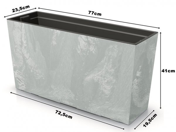 Blumenkasten Blumentopf Blumenkübel Beton Middle 77cm mit Ablauf - Beton