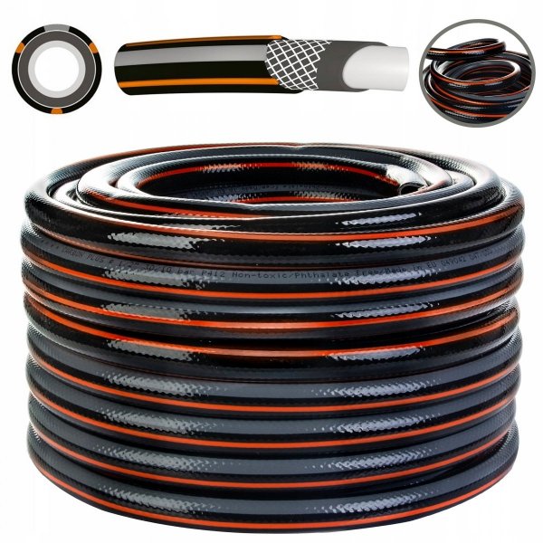 Gartenschlauch Wasserschlauch Carbon Plus 4 lagig  1&quot; - 20m schwarz