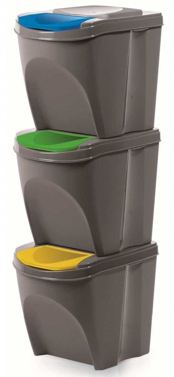 rgshop | Mülleimer Abfalleimer Mülltrennsystem 3x25L Box Grau