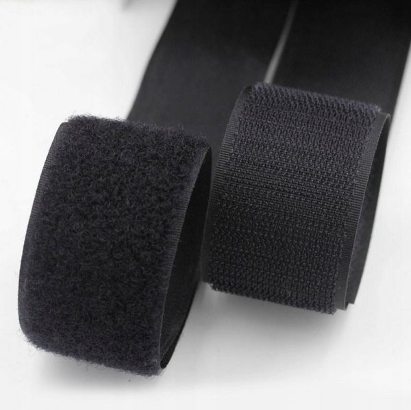 Klettverschluss Klettband Haken und Flauschband zum Aufnähen Nähen Schwarz - 5m 25mm 