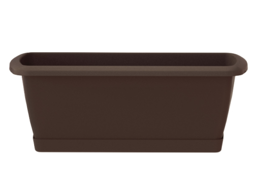 Balkonkasten Geländerkasten Blumentopf Respana Set 500 braun + Plastikhalterungen