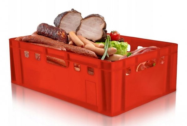 2X Fleischerkiste Eurofleischerkiste E2 Eurokasten Metzgerkiste Lagerkiste Rot 60x40