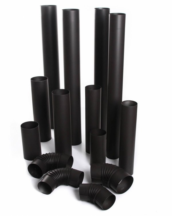 Ofenrohr FAL Rauchrohr Kaminrohr 0,6mm Schwarz feueraluminiert - 100cm 100 mm