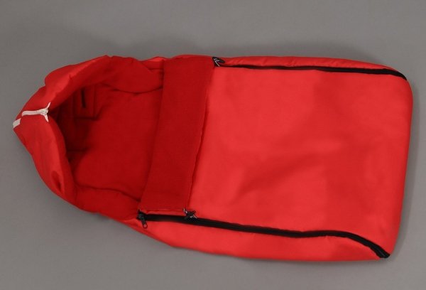 Holzschlitten mit Rückenlehne Winterfußsack 90cm Rot