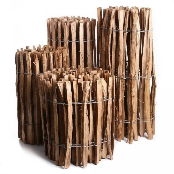 Staketenzaun Holzzaun Haselnussholz imprägniert - 0.8m x 10m, Lattenabstand  7-8cm