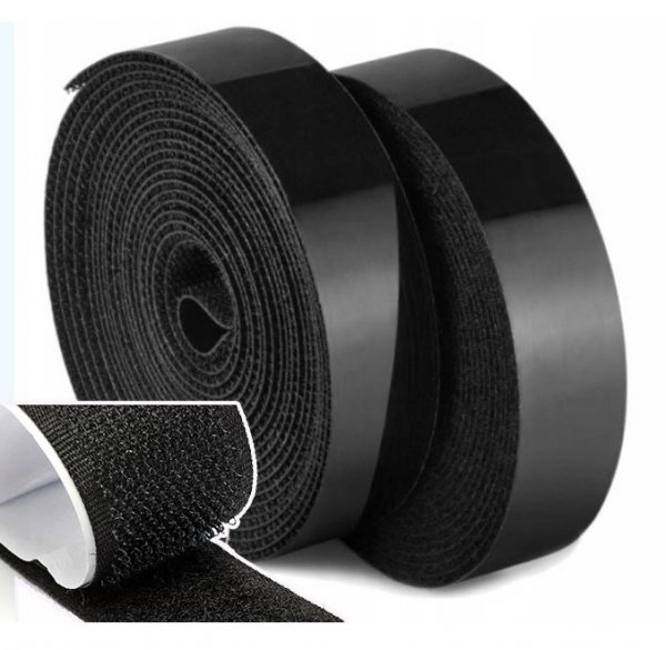 Klettverschluss Klettband Haken und Flauschband selbstklebend 20mm Schwarz - 10m 