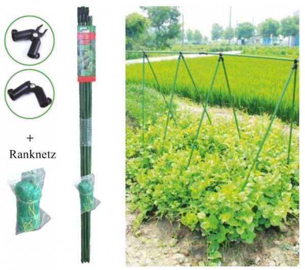 Pflanzstab Gartenstange Rankhilfe Gartenständer Ranknetz Stütznetz 1,5m x 16mm